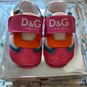 NIB AUTHENTIC "DOLCE & GABANA" JUNIOR INFANT SNEAKERS PINK/ORANGE/BLUE SIZE 17